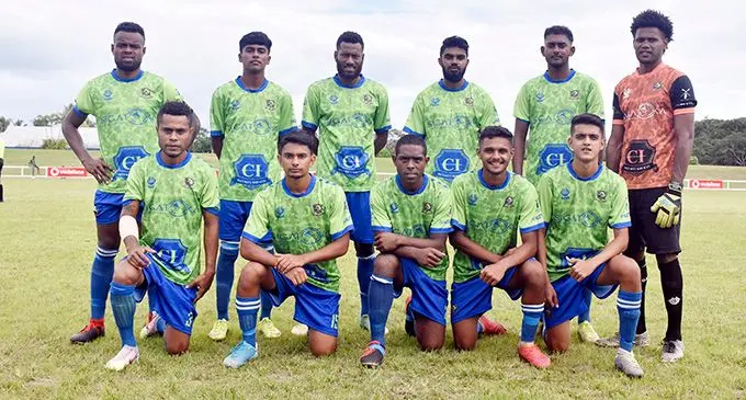 Greenstar FC at Lawaqa Park, Sigatoka on January 8, 2021,Back: (from lef) Tomasi Tuicakau (c), Zoeb Rahim, Taniela Raubula, Zahid Ali, Nihkil Dewan, Ben Rokobaro. Front: Waisale Tale Jnr, Zain Ali, Setareki Vola, Abdul Farid and Romit Narayan. Photo: Fiji FA