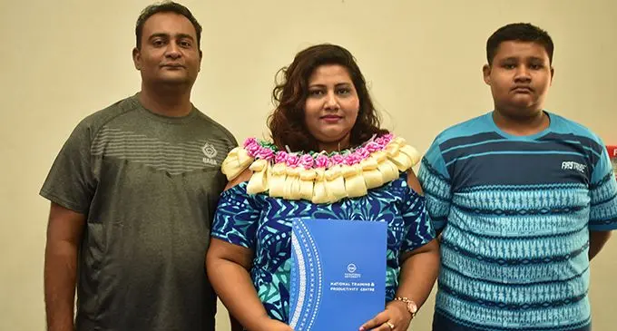  Ranjeeta Devi with husband Raj and son Arnav Kissun. Photo: Mereleki Nai