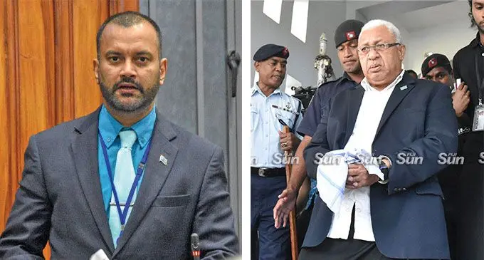 (From L-R) Alvick Maharaj and former PM Voreqe Bainimarama.