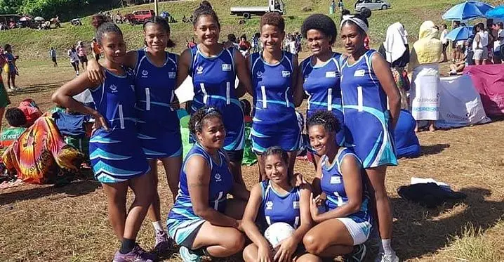 Macuata netball team with former president Atelaite Raibevu (front, left) in one of the tournaments in the province last year. Photo: Supplied