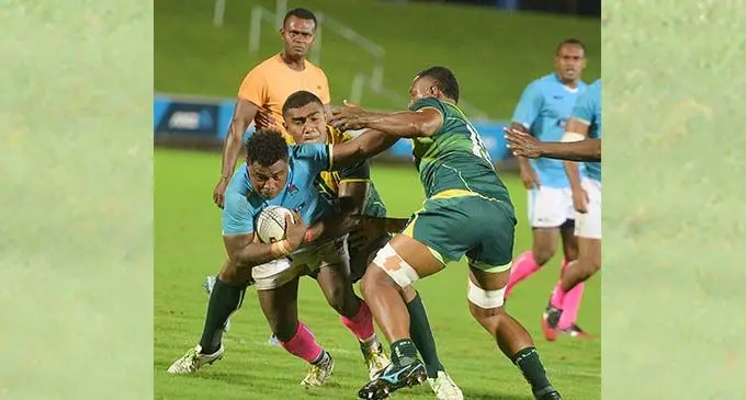 Suva’s Nemani Buliruarua looks for support against Tailevu during their Skipper Cup match at the ANZ Stadium in Suva on October 2, 2020. Photo: Ronald Kumar