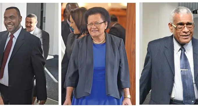 From left, Mosese Bulitavu, Adi Litiana Qionibaravi and Ratu Naiqama Lalabalavu.