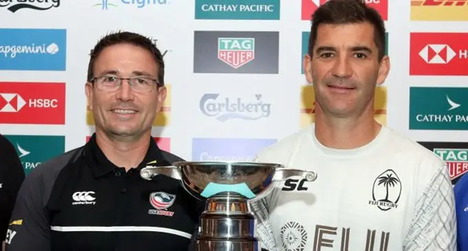 Series coaches (left-right)  Mike Friday of USA, Gareth Baber