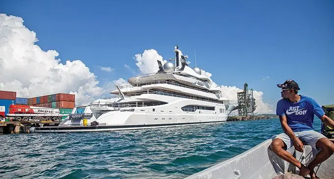 Amadea Superyacht docked at the Queens Wharf in the Port of Lautoka, on April 13, 2022. Photo: Leon Lord 