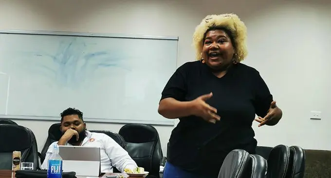 Aggie Vakaloloma at the workshop organised by Young Entrepreneurs Council at the Fiji Commerce Employers Federation (FCEF) office in Suva on February 16, 2022. Photo: Sheenal Charan.