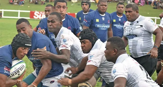 Jack’s Nadi’S Ilisoni Galala attacks against BLK Nadroga during the Skipper Cup Premier clash at Lawaqa Park, Sigatoka on April 13, 2019.