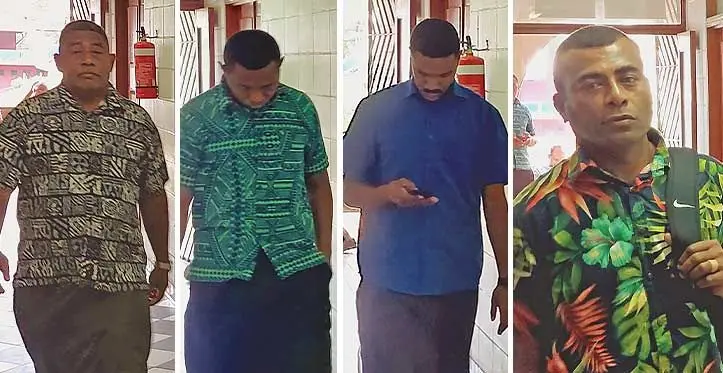 From left: Onisimo Raboiliku, Semesa Bulikalougata, Suliasi Tubuna, and Navitalai Kanavo at the High Court in Lautoka. Photo: Salote Qalubau