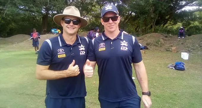North Queensland Cowboys scouts at Garvey Park, Tavua, today. Photo: FSSRL