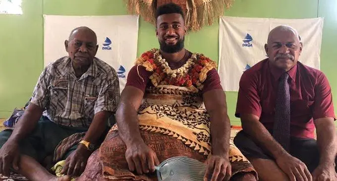 People of Vagadaci in Ovalau during their welcoming ceremony to honour Swire Shipping Fijian Drua loose forward Joseva Tamani at their village on June 3, 2022. Photos: Supplied   