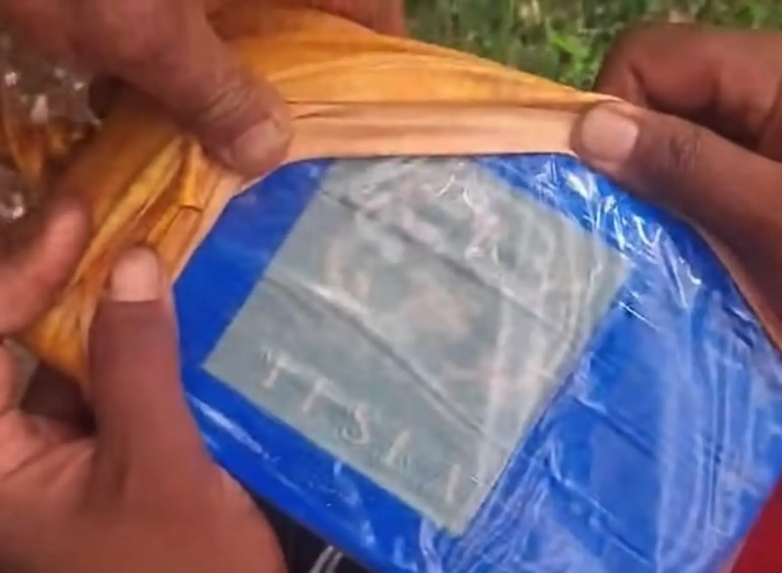 The package that washued ashore on Komo Island.