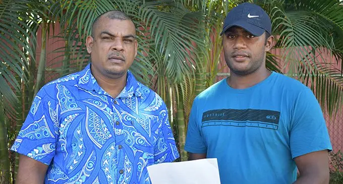 From left: South Pacific Boxing Promotions promoter Fredy Chand and heavyweight boxer Jonasa Kavika in Nadi on March 28, 2020. Photo: Waisea Nasokia
