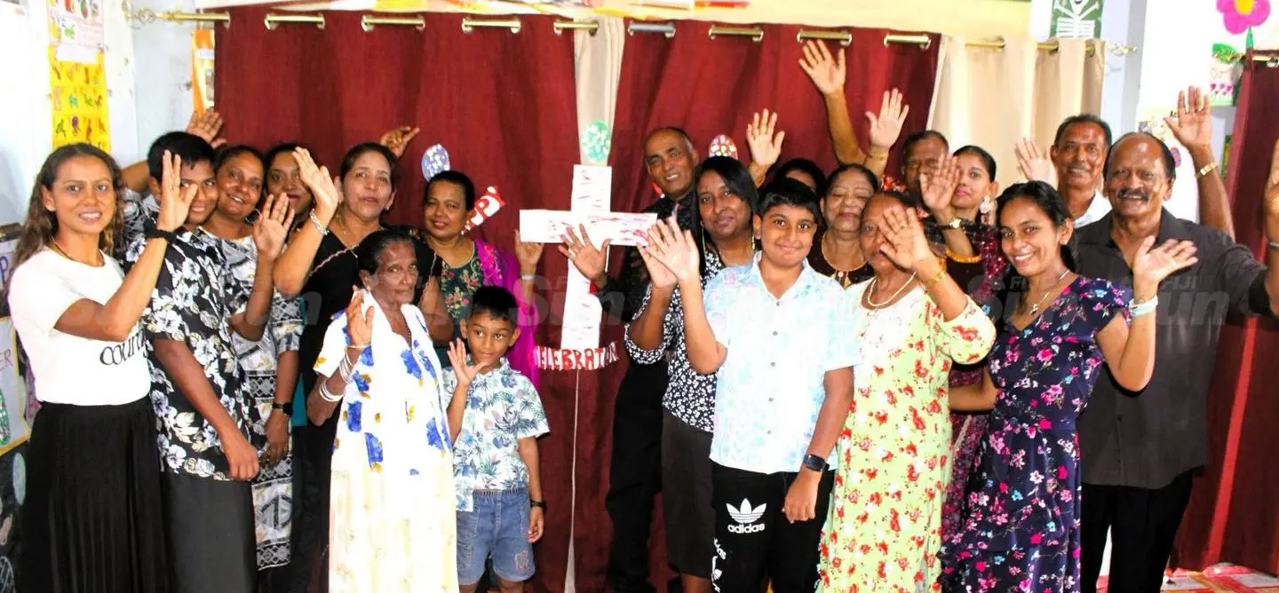 Anugrah full gospel church pastor, Suren Nadan Pillay, with congregation members at Labasa Town on April 3, 2026. Photo: Sampras Anand. 