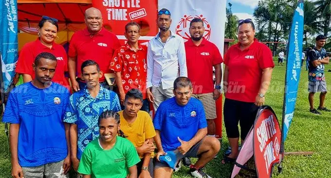 Labasa District Youth Council, Programme Coordinator, Mohammed Shanil (back row fourth from left) with representatives from the Oceania Badminton Association, Fiji Sports Commissions officials and children with special needs during an earlier Special Olympus youth engagement competition in Labasa. Photo: Sampras Anand