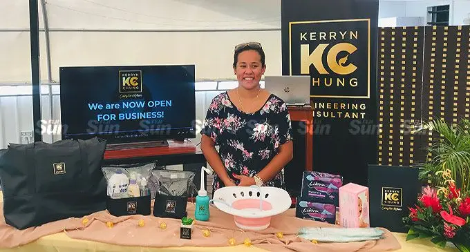 Kerryn Chung with a range of postpartum products which are now available online. Photo: Laisa Lui