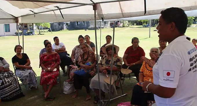 Sexual Offences Officer Unanisi Mateiwai addressing the women of Oinafa village on August 31, 2022. Photo: Josefa Babitu