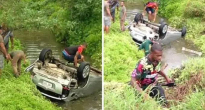 Photo of the accident scene taken by Ben Seru yesterday afternoon April 14, 2019.