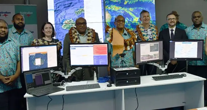 Minister for Infrastructure, Transport, Disaster Management and Meteorological Services Jone Usamate opening of the National Emergency Operation Center (NEOC) and handing over of Emergency Response Equipment. Source: DEPTFO News 