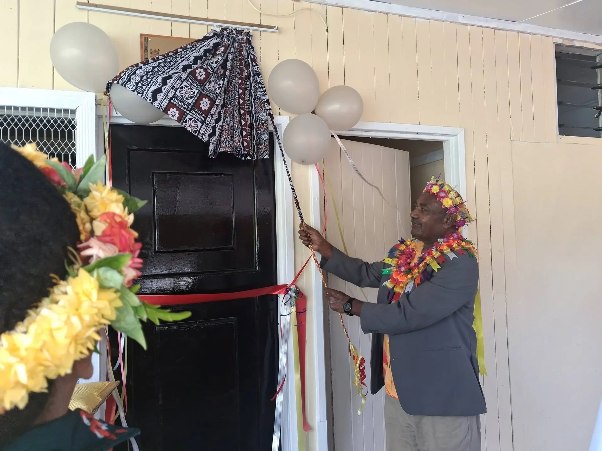 Assistant Minister for Agriculture, Waterways and Sugar Industry Inosi Kuridrani commissioning the new Ministry of Agriculture office at Nuku, Tabwewa village on Rabi Island on June 11, 2026.