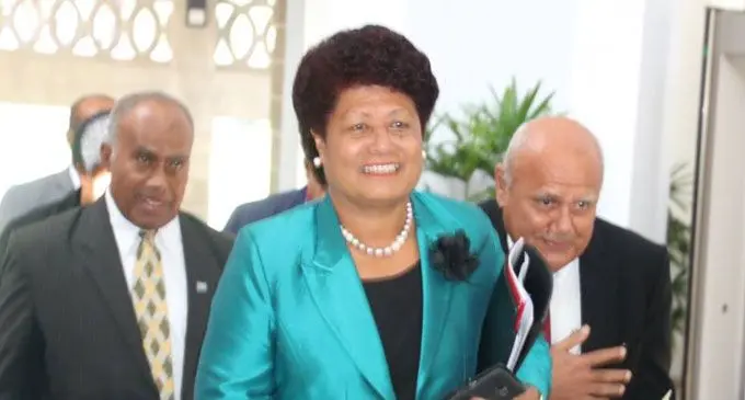 From left: Minister for Youth and Sports Laisenia Tuitubou SODELPA Opposition Whip Salote Radrodro, and SODELPA Opposition MP Viliame Gavoka outside Parliament on March 5, 2018. Photo: DEPTFO News