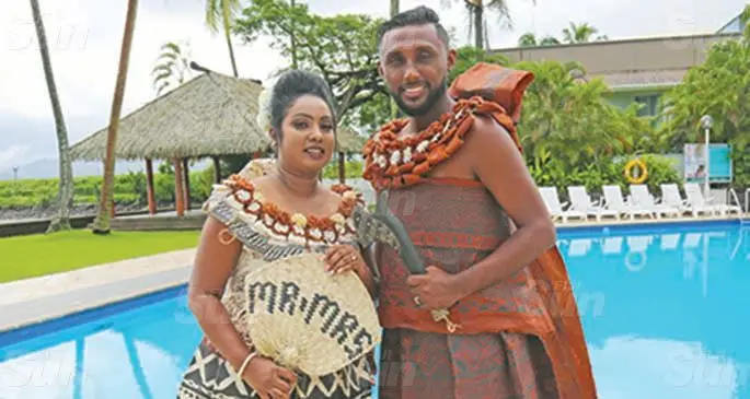 Newlyweds Sharneel Prasad and Anisha Devi after tying the knot. Photo: Kelera Sovasiga