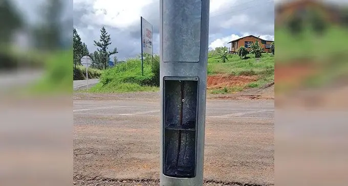 Stolen battery from a solar street light from Labasa, Nabouwalu and Savusavu intersection on April 28, 2023. Photo: Fiji Roads Authority