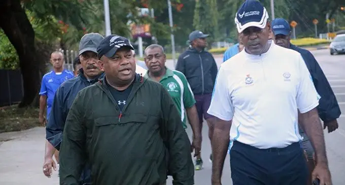 Minister for Defence, National Security and Foreign Affairs, Inia Seruiratu led senior officers from the Western Division Police headquarters in Lautoka during their normal training routine.