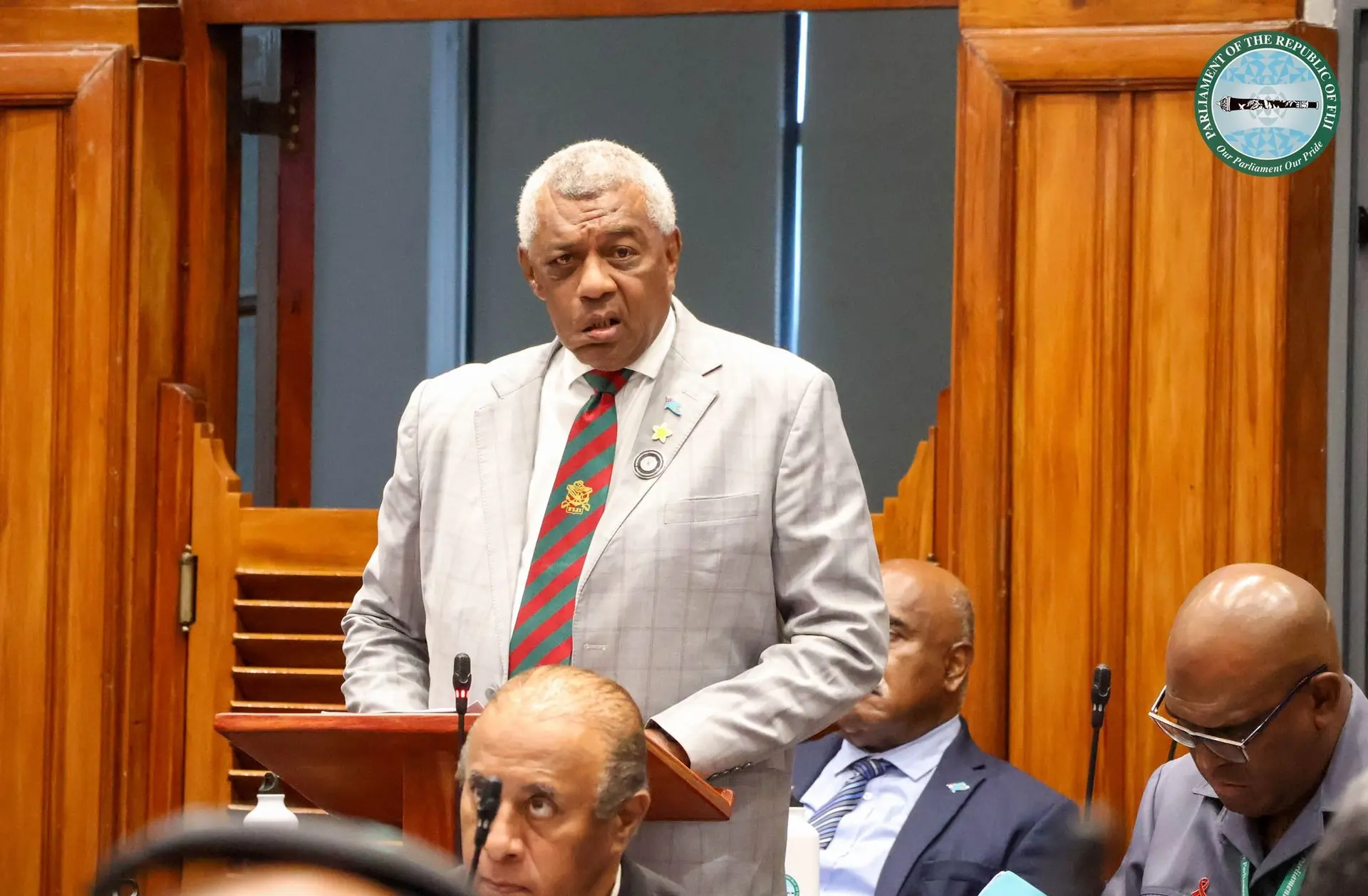 Minister for Defense and Veteran Affairs Pio Tikoduadua in Parliament on December 3, 2025.
