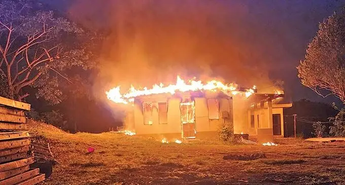 The home in Lautoka burning in the early hours of December 21, 2022. Photo: National Fire Authority.