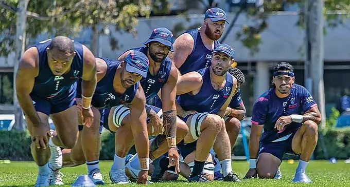 Rebels players during training in Melbourne, Austraia, on February 9, 2024. Photo: Rebels