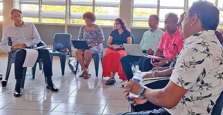 From left: Fiscal Review Committee chairperson, Richard Naidu, during the public consultation in Labasa on March 30, 2023. Photo: Sampras Anand
