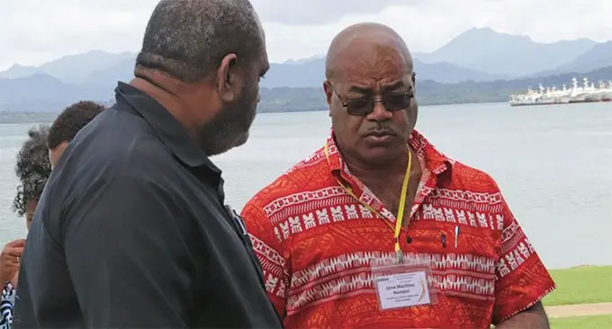 Permanent Secretary for Youth and Sports Maretino Nemani (right) during the 2019 Annual National Sports Organisation conference in Suva on March 9, 2019. Photo: Fiji National Sports Commission.