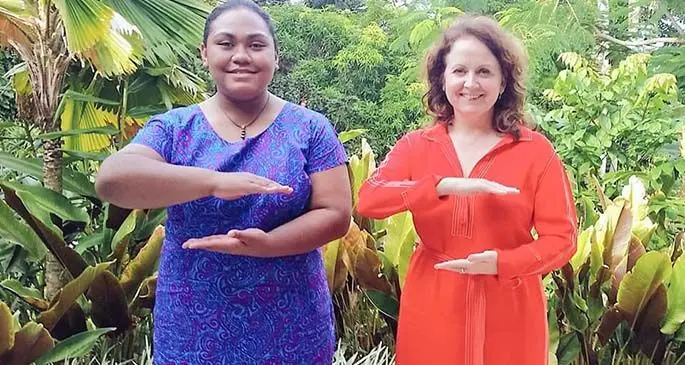 From left: Youth environmental activist, AnnMary Raduva and British High Commissioner Melanie Hopkins.
