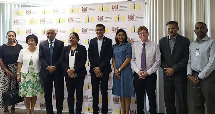 From left: Acton Fiji Managing Director Shobha Reddy, Consultant Jenny Seeto, ANZ Country Head Fiji & Head of Commercial, Pacific and Research and Innovation Scheme for Enterprises chair, Saud Minam, Minister for Industry, Trade, Tourism, Local Government, Housing and Community Development Premila Kumar, Permanent Secretary for Industry, Trade and Tourism Shaheen Ali, Consumer Council of Fiji chief executive officer Seema Shandil, Fiji National University Pro Vice Chancellor Professor James Pounder, Total Fiji Limited chief execuitve officer Kazi Rahman, Fiji Broadcasting Corporation chief financial officer Vimlesh Saga during the launch of the RISE project at Suvavou House in Suva. Photo: Laiseana Nasiga