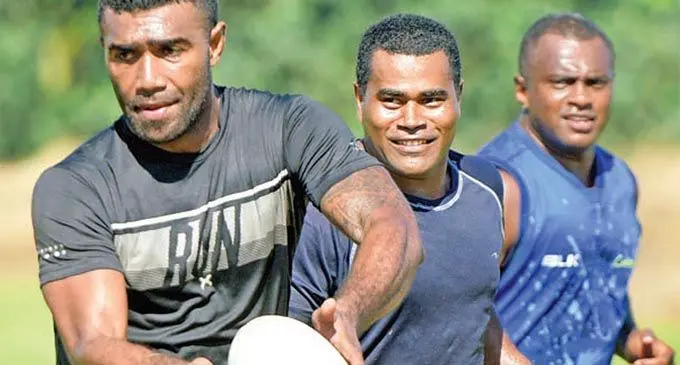 Tailevu team captain Mosese Naiova (left) trains with teammates at Bidesi Grounds on July 6, 2020. Photo: Ronald Kumar