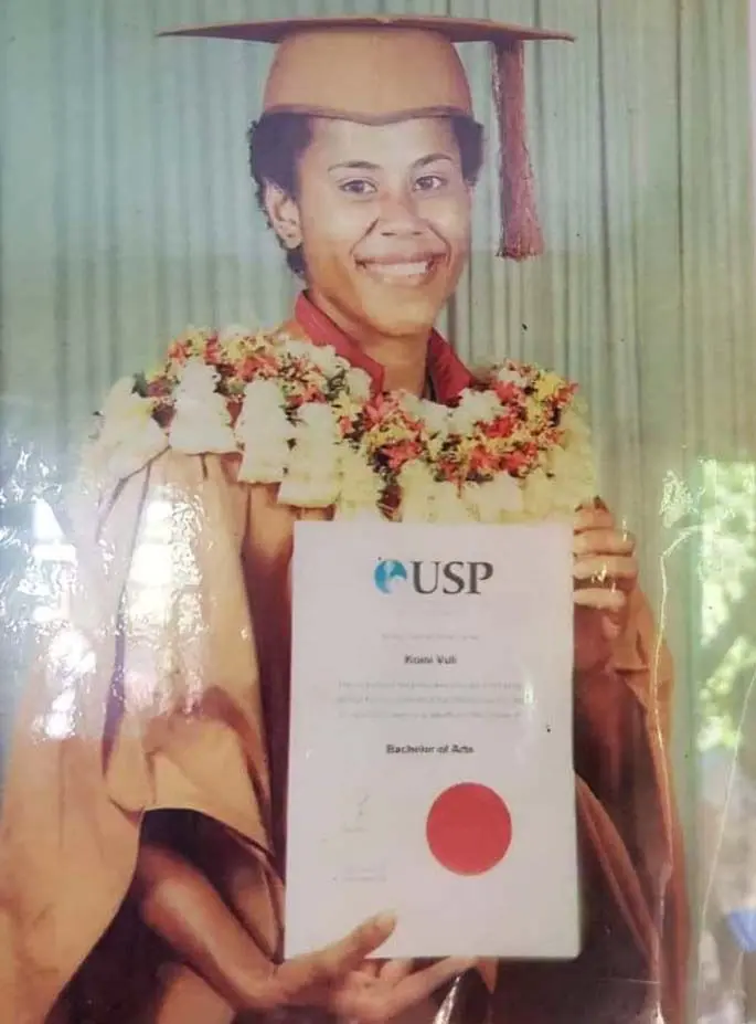 Kuni Vuli after graduating from the University of the South Pacific in 2007