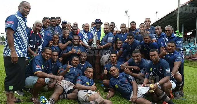 The Nadi rugby team with the Fare brother trophy at Ratu Cakobau park last year. Photo: Kelera Sovasiga.