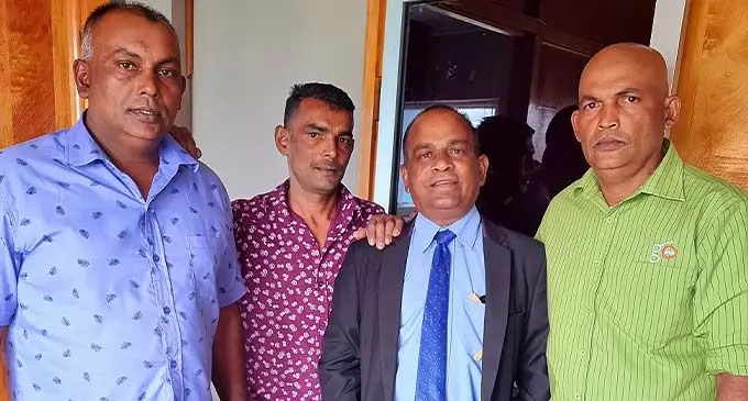 From left: Chotu Lal, Nitesh Sharma, lawyer Sushil Sharma and Jawahir Lal outside the High Court in Labasa on December 15, 2022. Photo: Sampras Anand
