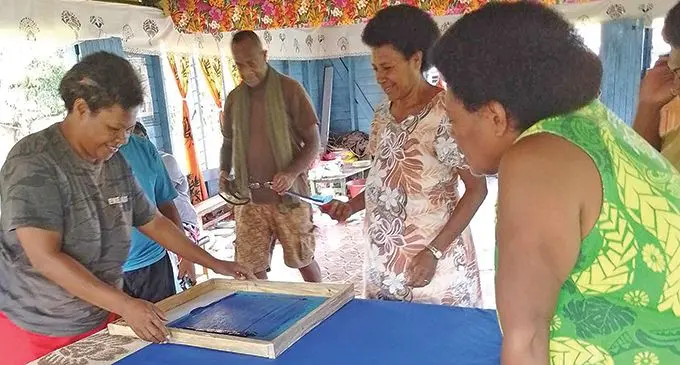 Women of Korotubu Village used materials provided by UNFPA to make products to sell and exhibit in the Seaqaqa district expo in Macuata.