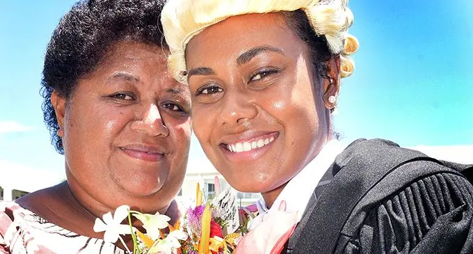 Remy Naqali 24 with her Mother, Emali Naqali,  following her admission to the Bar on January 31, 2020.  Photo: Ronald Kumar