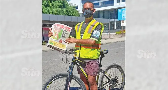 Taito Ledua, a successful newspaper seller at Fiji Sun, was to able to build his wife and children a home, with his earnings from selling newspapers. Photo: Mereleki Nai