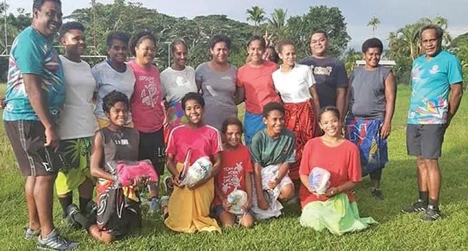 Nadi Netball Association executives with members of the Ketenavu Netball Club. Photo: Waisea Nasokia  
