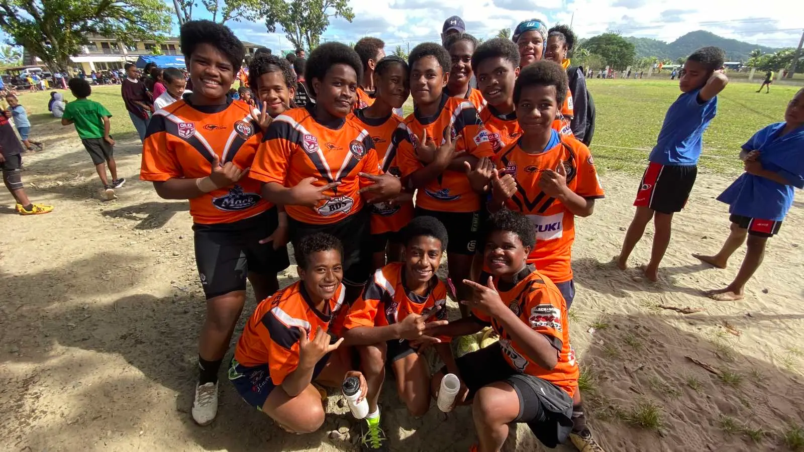 Ratu Latianara Primary School Under-10 girls during the two-day Kaji Rugby festival at Rampur Primary School grounds, Navua on July 16, 2026. Photo: Leon Lord