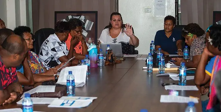 Fiji Association of Sports and National Olympic Commiittee (FASANOC) chief executive officer Vanessa Kilner chairs the Netball Fiji special general meeting at the Ministry of Youth and Sports office, Suva on March 29, 2025. Photo: Josua Buredua
