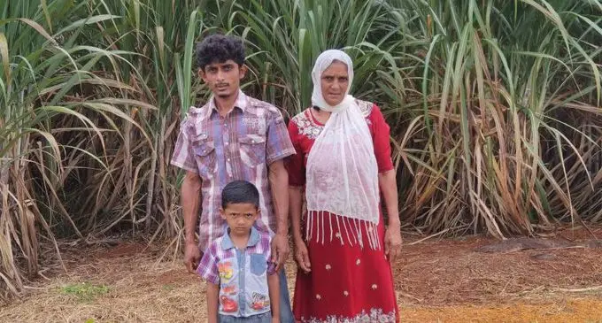 Ramzan Nadeem Khan with his mother Shaidan Bi and his son Shahaban Khan at their farm in Seaqaqa on February 14, 2018. Photo: Wati Talebula