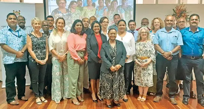 Municipal council special administrators from all over the country with Minister for Local Government Premila Kumar at the Suva Business Centre on November 20, 2020.  Photo: Shalveen Chand