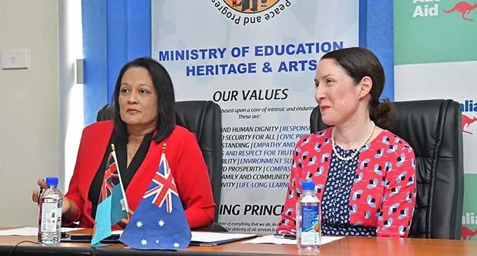 From left; Minister for Education, Heritage and Arts Rosy Akbar and the Acting Australian High Commissioner to Fiji, Anna Dorney after signing a Memorandum Of Understanding in Suva on December 20, 2019. Photo: Ministry of Education