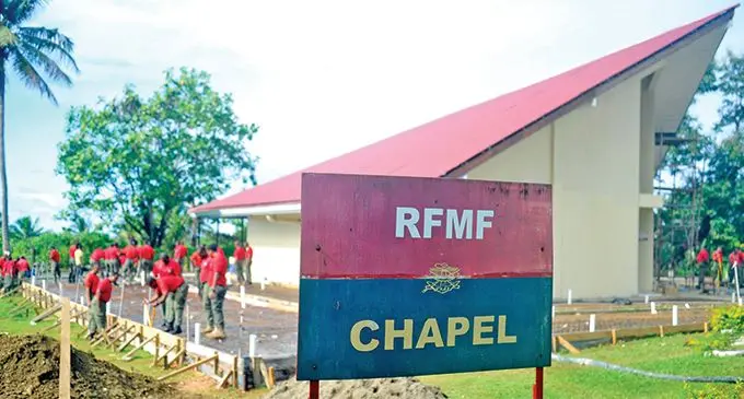 Members of the Third Battalion Fiji Infantry Regiment (3FIR) working on the renovation of the RFMF Chapel at the Queen Elizabeth Barracks. Photos: Republic of Fiji Military Forces