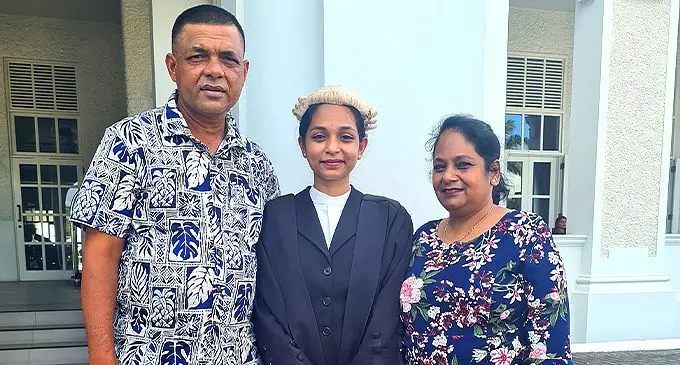 From left: Dharmendra Kumar (father), Manisha Shivani Kumar, Kusum Lata (mother).