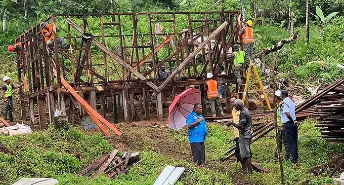 Minister for Rural and Maritime Development and Disaster Management Inia Seruiratu inspects the new site as construction began in Bua on November 4, 2022. Photo: Ministry of Rural and Maritime Development and Disaster Management