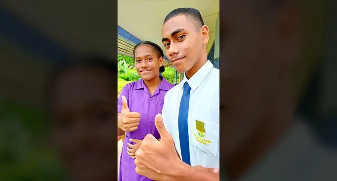 William Cross College head Enele Dobui and head girl Ateca Savou on February 24, 2023. Photo: Ronald Kumar
